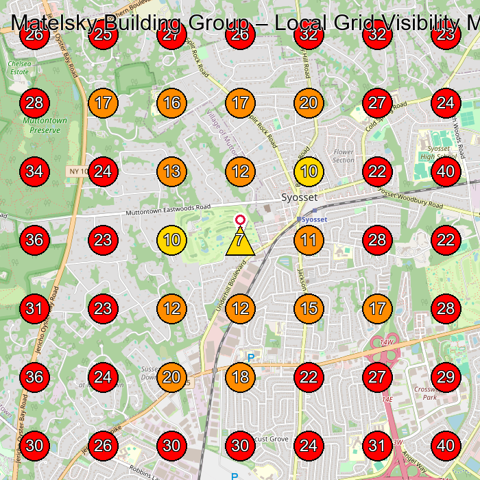 Matelsky Building Group GeoGrid visibility map for General Contractor in Syosset